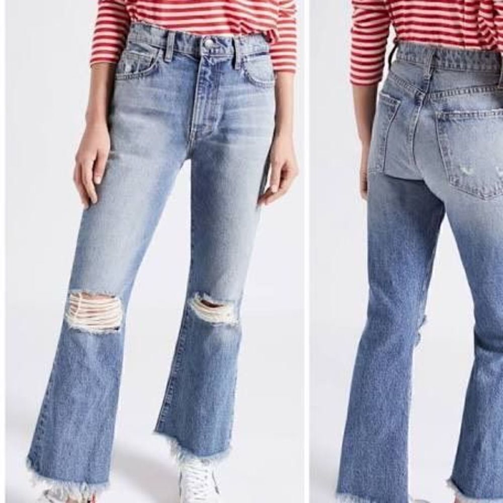 Currentelliott - The High Waist Kick Jean In Colette Destroy W/ Uneven Hem